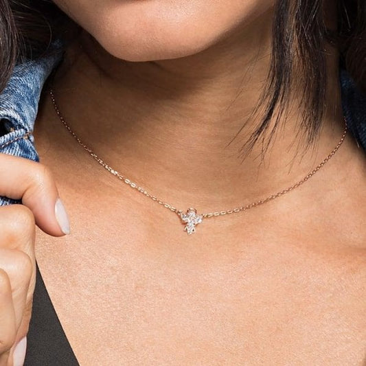 Magic Angel Necklace, White, Rose-gold tone plated