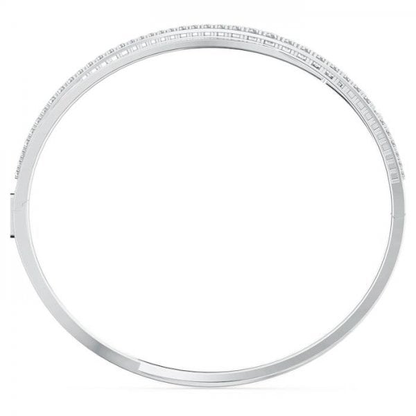 Twist Rows Bracelet, White, Rhodium plated
