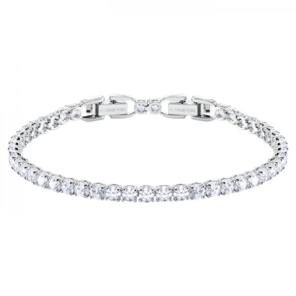 Tennis Deluxe Bracelet White, Rhodium plated