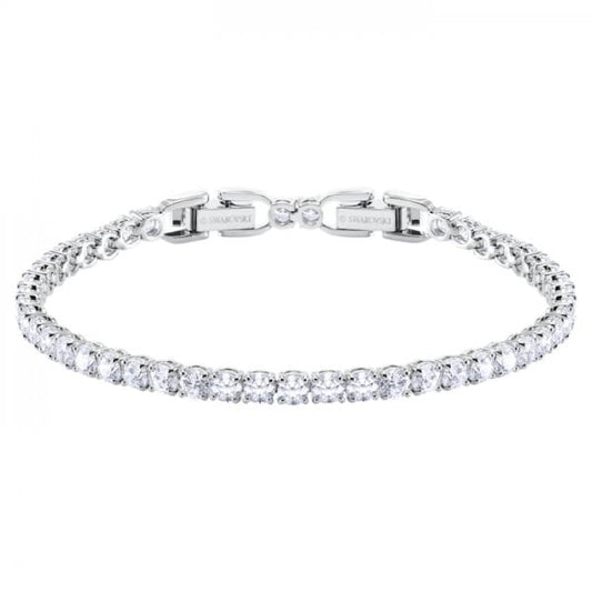 Tennis Deluxe Bracelet White, Rhodium plated