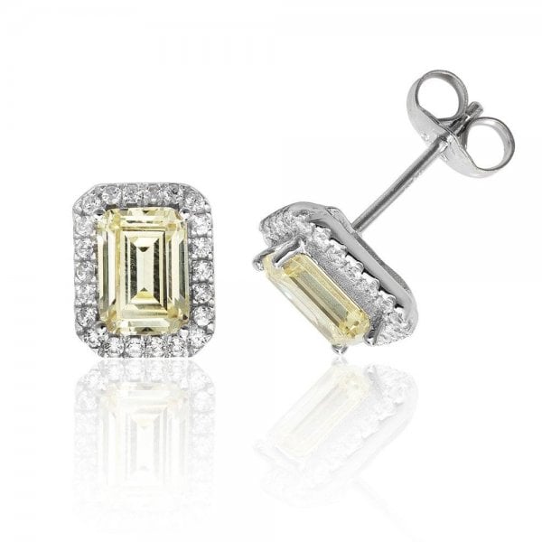 Halo Style Cut Cubic Zirconia Stud Earrings