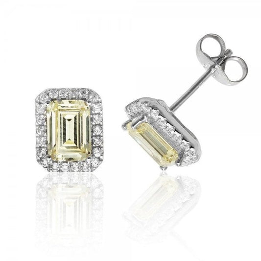 Halo Style Cut Cubic Zirconia Stud Earrings