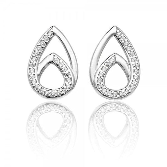 Double Pear Plain Cubic Zirconia Stud Earrings