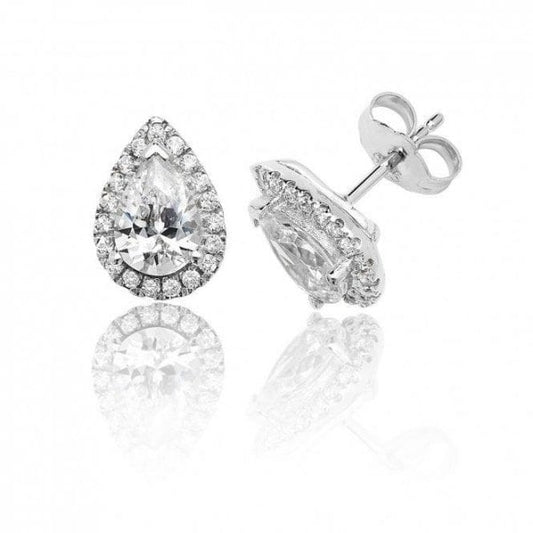Pear Shape CZ Stud Earrings