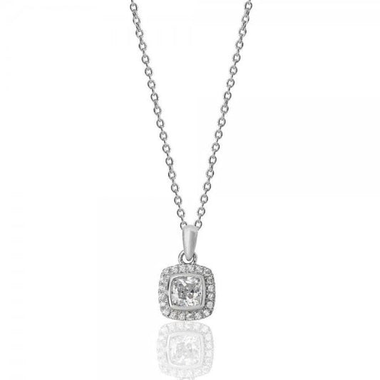 Halo Style Cubic Zirconia Chain Pendant