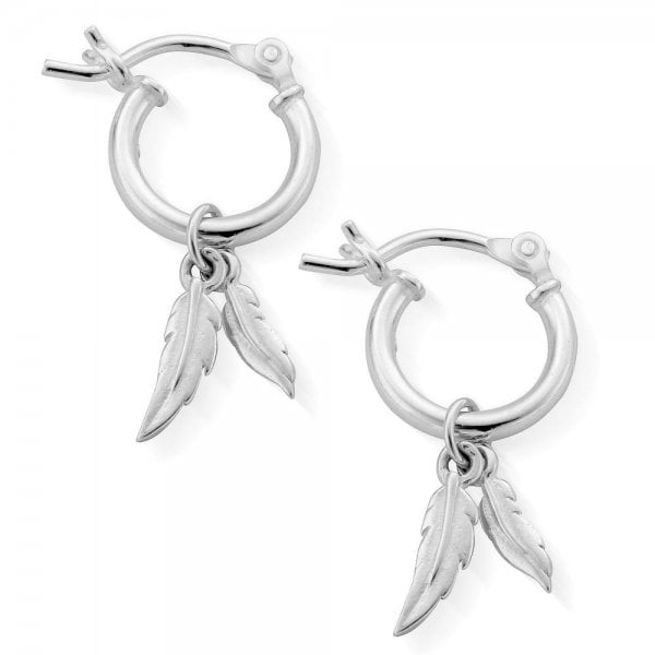 Women's Double Feather Small Hoop Earrings