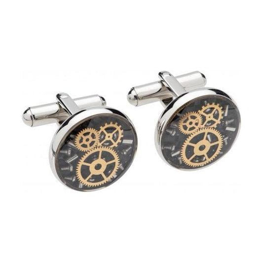 Black Carbon Fibre and Gold Plated Cufflinks