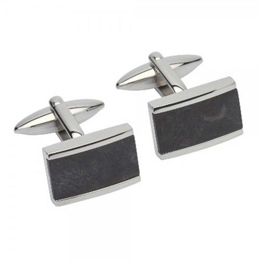 Stainless Steel Cufflinks with Carbon