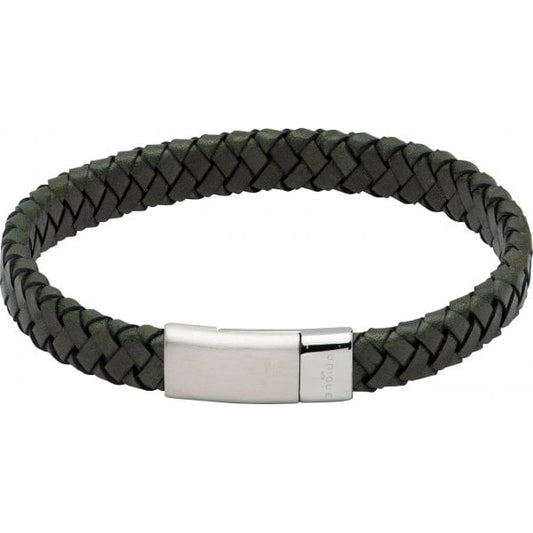 Dark Green Leather Matte Polish Clasp Bracelet
