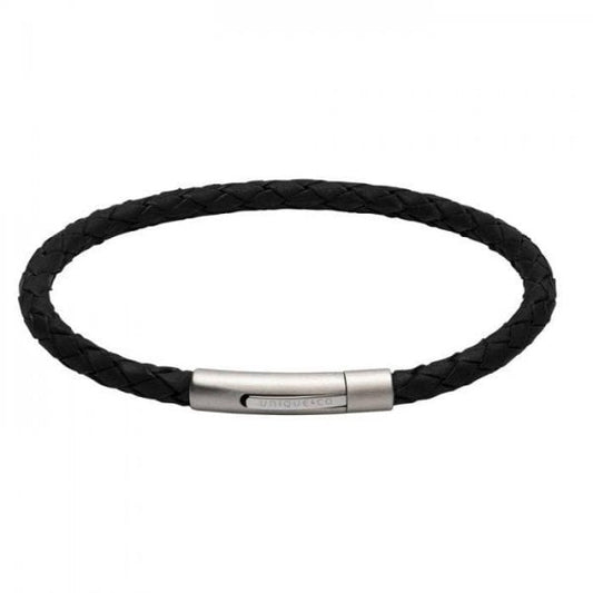 Black Leather Bracelet 21cm
