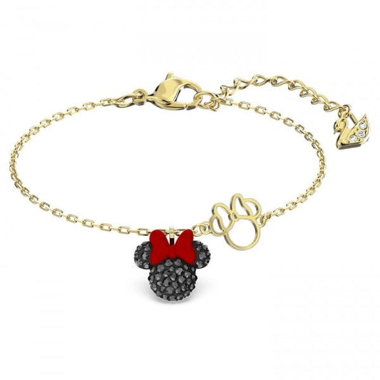 Minnie Bracelet, Black, Gold-tone plated