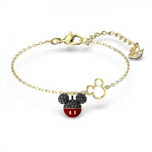 Mickey Bracelet, Black, Gold-tone plated