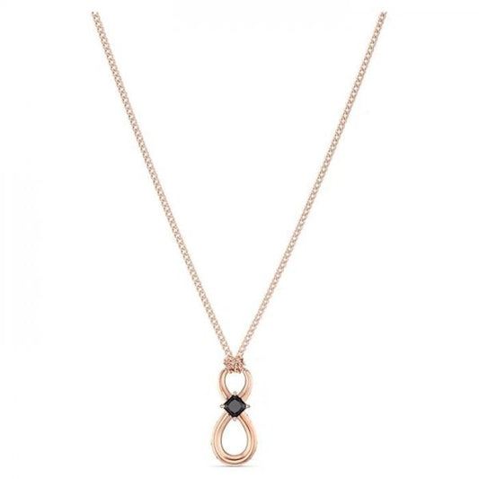 Swarovski Infinity Pendant, Black, Rose-gold tone
