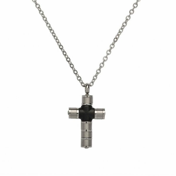 Stainless Steel & Black IP Plated Cross Pendant