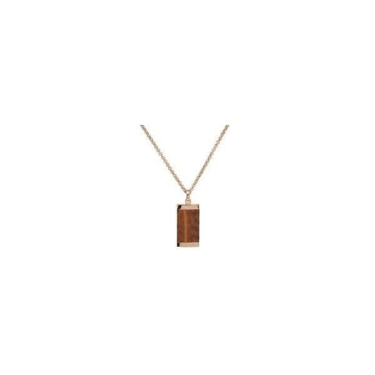 Steel Pendant with Leopard Wood & Rose IP