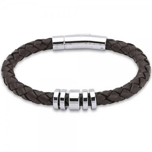 Stainless Steel Brown Leather Bracelet