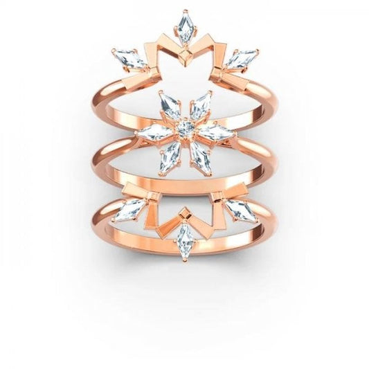 Magic Ring Set, White, Rose-gold tone plated 58