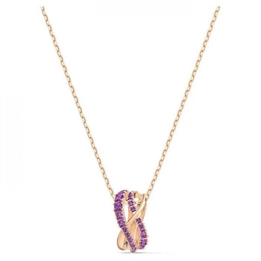 Twist Rows Pendant, Purple, Rose-gold tone plated