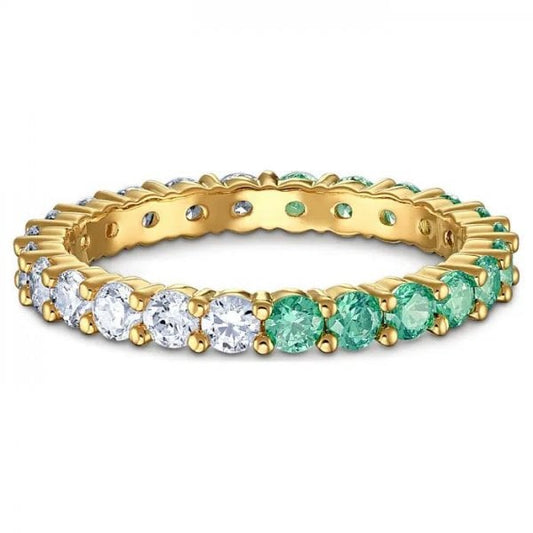 Vittore Half Ring, Green, Gold-tone plated