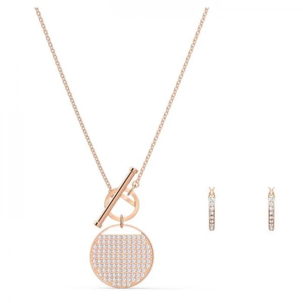 Ginger T Bar Set, White, Rose-gold tone plated