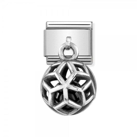 Black and Silver Agate Rhombuses Charm