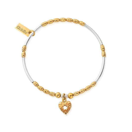 Gold & Silver Decorated Star Heart Bracelet
