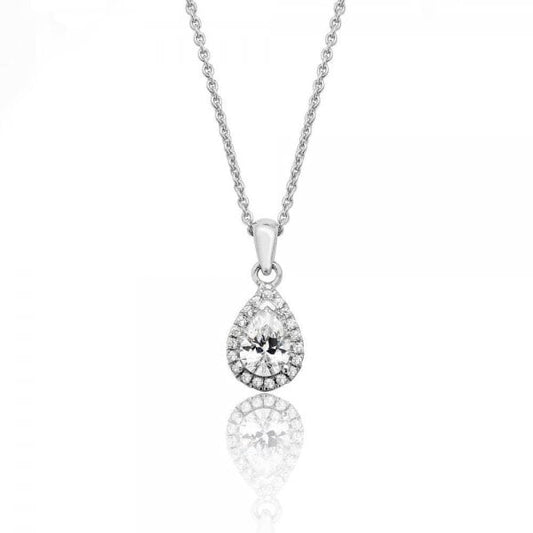 Halo Style Cubic Zirconia Chain Pendant