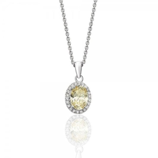 Halo Style Cubic Zirconia Chain Pendant