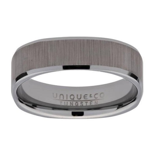 6mm Brushed Square Tungsten Carbide Ring SIZE 62