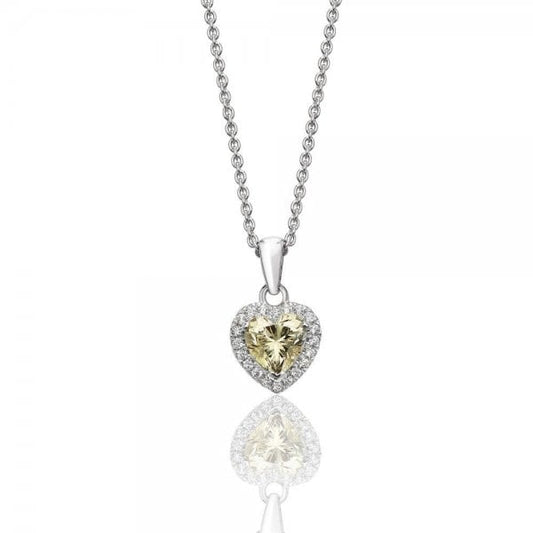 Heart Halo Style Cubic Zirconia Chain Pendant