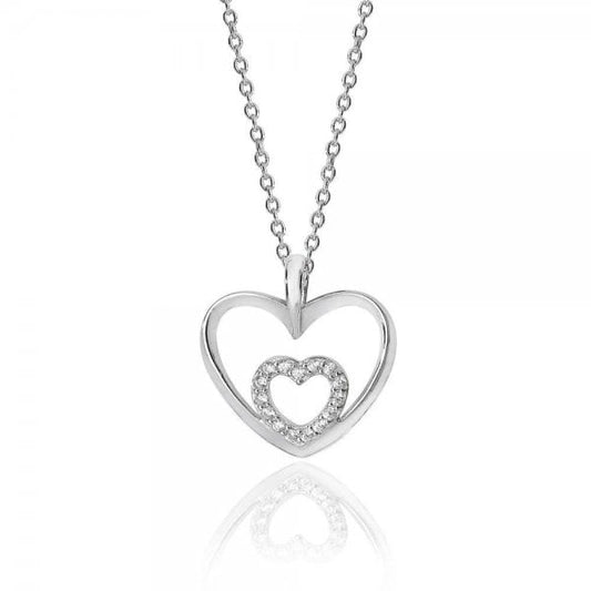 Double Heart Shape Cubic Zirconia Chain Pendant