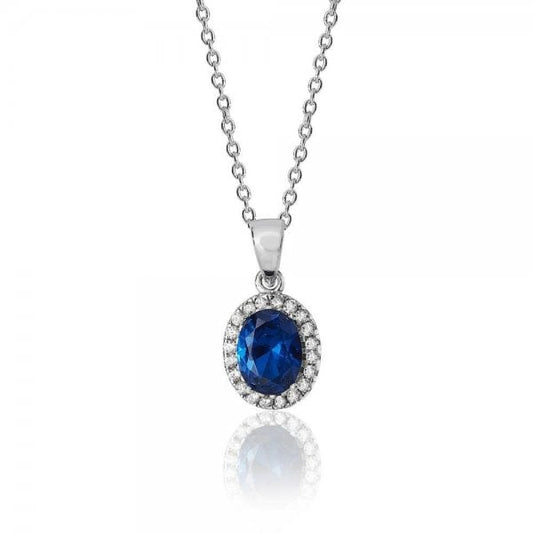Blue Cubic Zirconia Chain Pendant