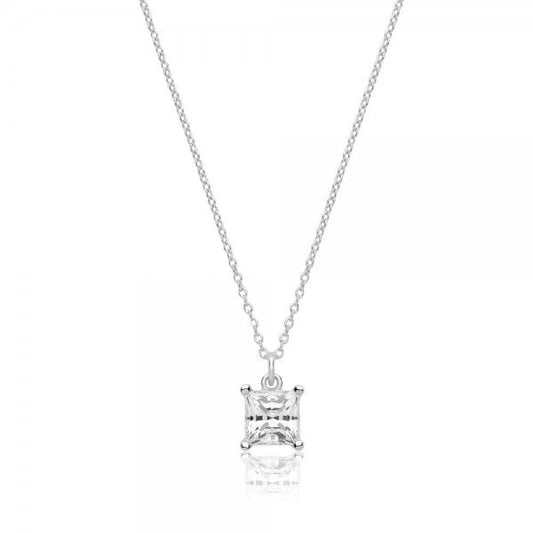Single Stone 6mm Princess Cut Claw Set Pendant