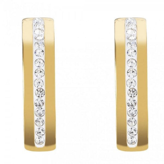 Yellow Gold Earrings with Clear Crystals