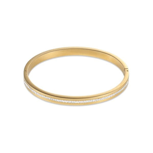 Yellow Gold Bangle with Clear Crystals