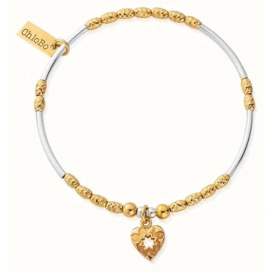 Gold & Silver Decorated Star Heart Bracelet