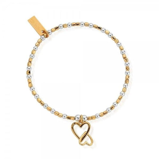 Gold and Silver Interlocking Love Heart Bracelet