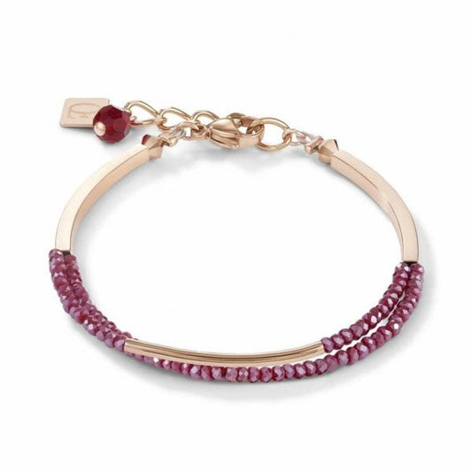 Waterfall Stainless Steel Rose Gold and Glass Red