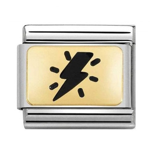 Gold Thunderbolt Black Charm