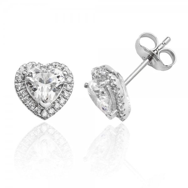 Heart Shape Cubic Zirconia Stud Earrings