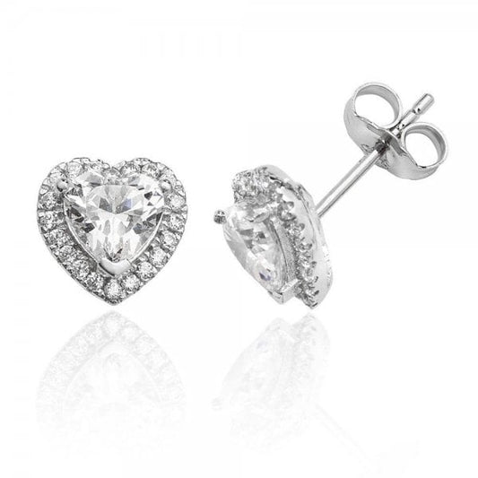 Heart Shape Cubic Zirconia Stud Earrings