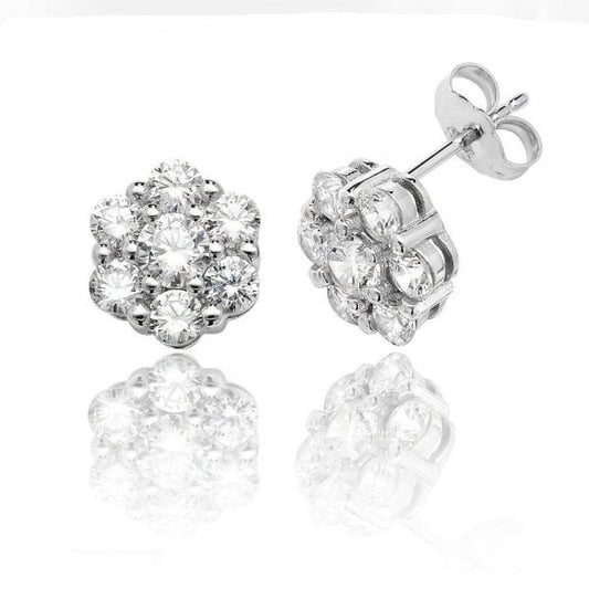 Cluster Style Cubic Zirconia Stud Earrings