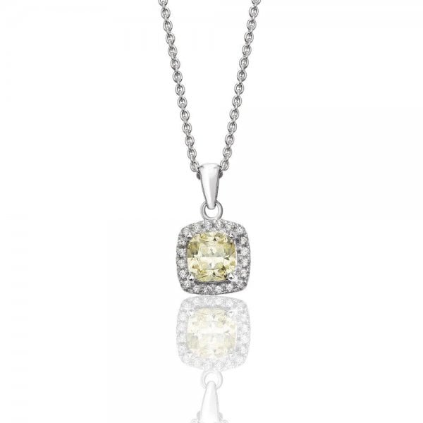 Halo Style Cubic Zirconia Chain Pendant