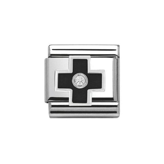Silver Black Cross Charm