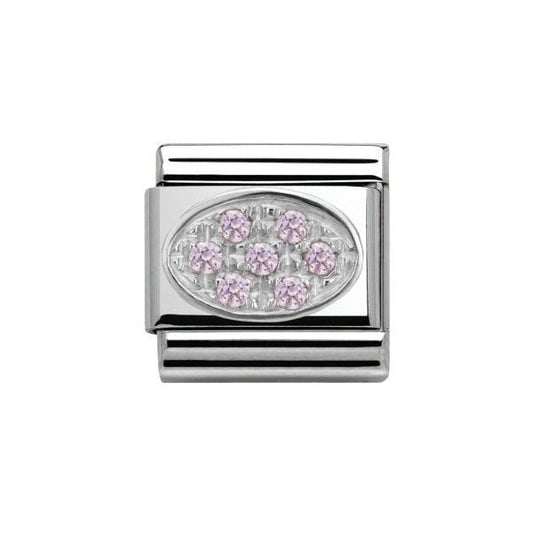 Silver Pink CZ Charm
