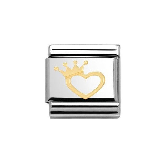 Gold Heart with Crown Charm