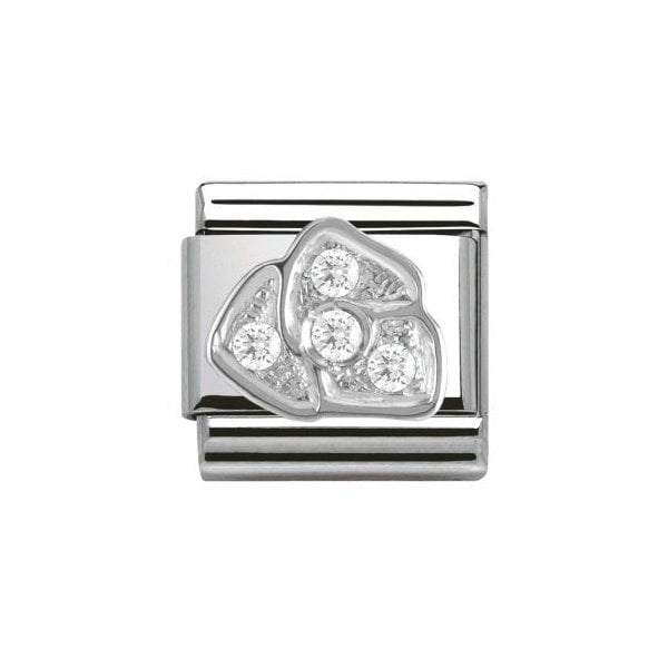 Silver Cubic Zirconia Rose Charm