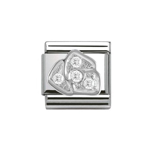 Silver Cubic Zirconia Rose Charm