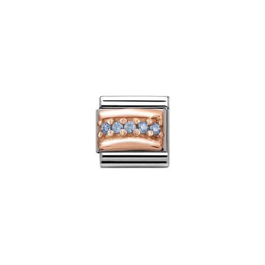 Classic Rose Gold Light Blue Cubic Zirconia Charm