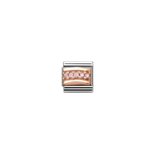 Bonded Rose Gold Link with Pink Cubic Zirconia